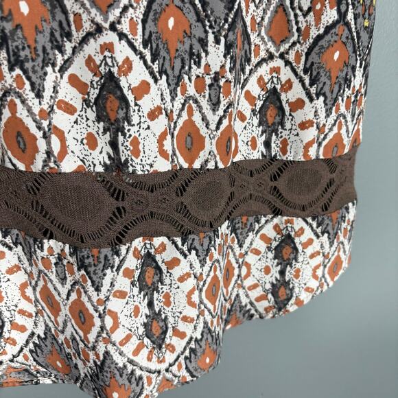 Charming Charlie Women's Brown Y2K Boho Lace Panel Top - Size Large - Earth Tone - Picture 3 of 6